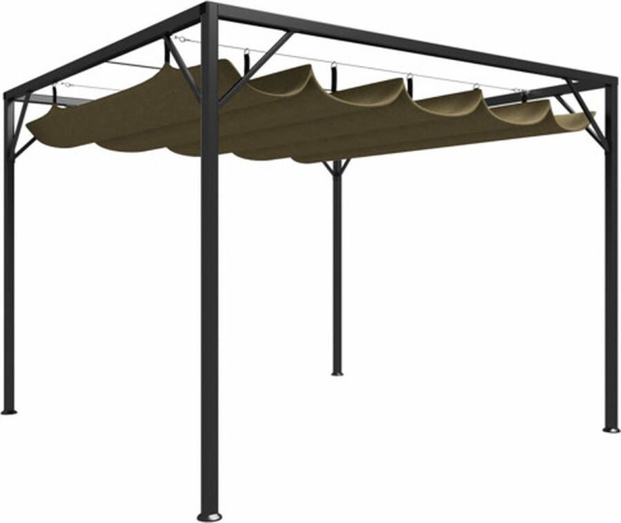 VidaXL -Tuinprieel-met-uittrekbaar-dak-180-g m²-3x3-m-taupe