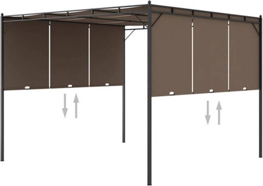 VidaXL -Tuinprieel-met-zijgordijn-3x3x2 25-m-taupe