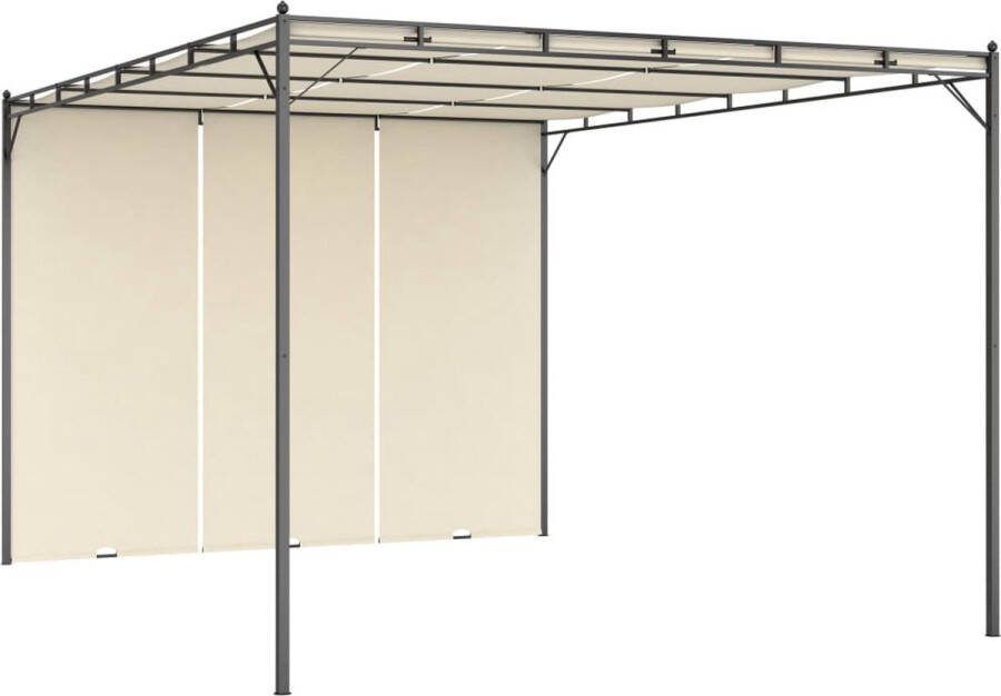 VidaXL -Tuinprieel-met-zijgordijn-4x3x2 25-m-crème