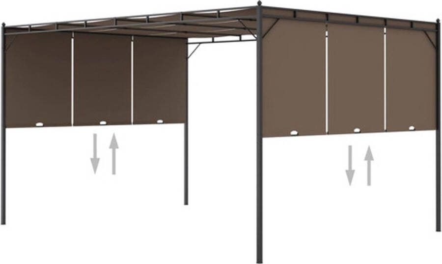 VidaXL -Tuinprieel-met-zijgordijn-4x3x2 25-m-taupe