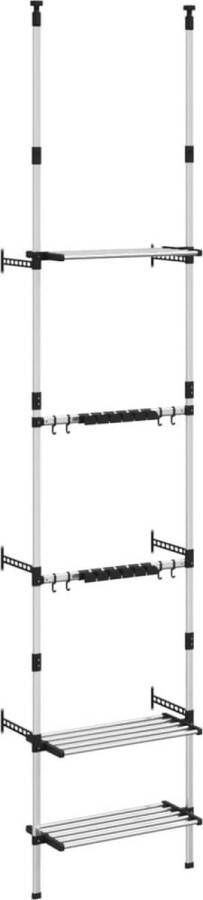 VidaXL -Tuinrek-met-3-schappen-telescopisch-aluminium-zilverkleurig
