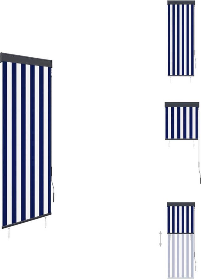 VidaXL Tuinrolgordijn Polyester 60x250 cm Blauw en Wit Jaloezie