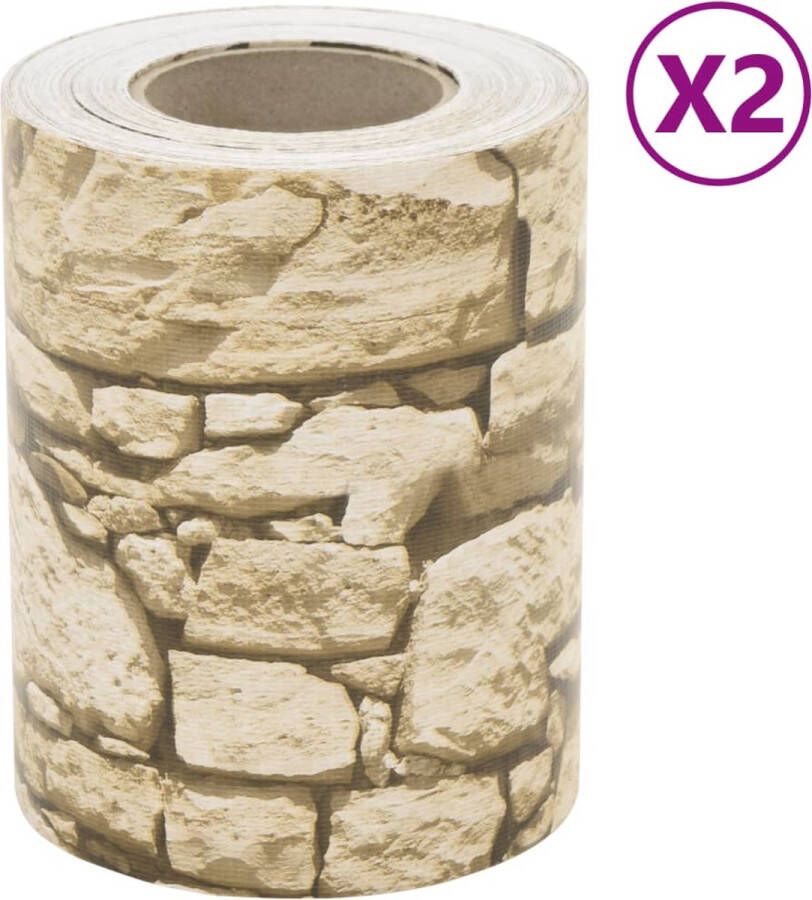 VidaXL Tuinscherm 2 st grof steenpatroon 35x0 19 m PVC grijs