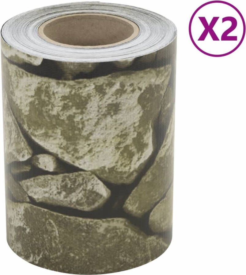 VidaXL Tuinscherm 2 st steenpatroon 35x0 19 m PVC grijs