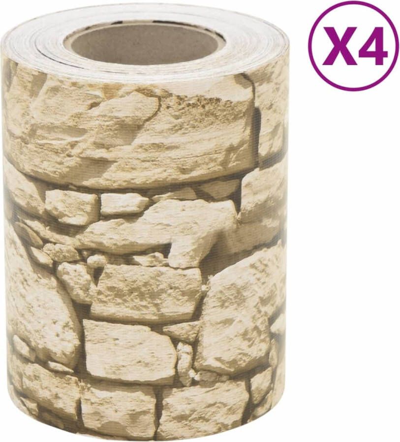 VidaXL Tuinscherm 4 st grof steenpatroon 35x0 19 m PVC grijs