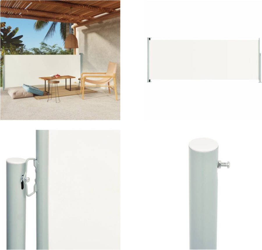 VidaXL Tuinscherm uittrekbaar 117x300 cm crème Windscherm Windschermen Zijscherm Zijschermen