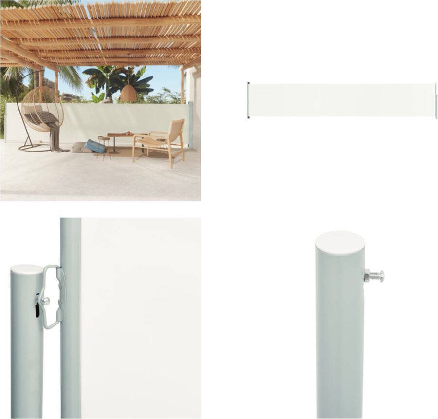 VidaXL Tuinscherm uittrekbaar 117x600 cm crèmekleurig Windscherm Windschermen Zijscherm Zijschermen