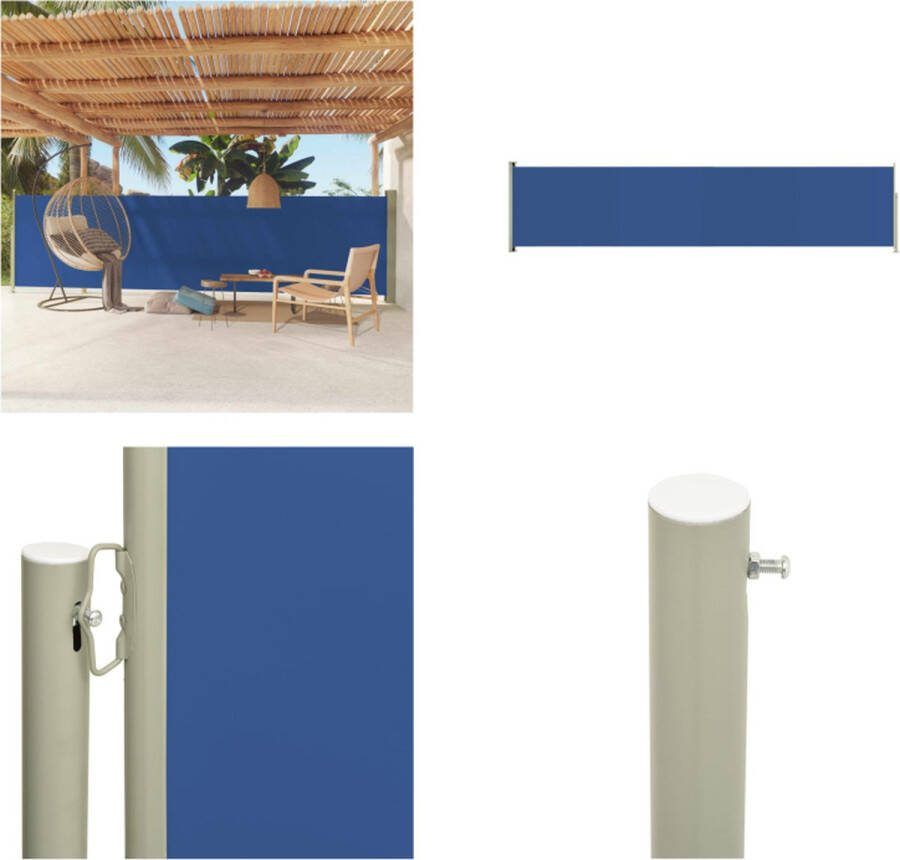 VidaXL Tuinscherm uittrekbaar 140x600 cm blauw Windscherm Windschermen Zijscherm Zijschermen