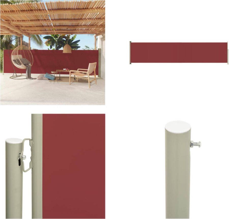 VidaXL Tuinscherm uittrekbaar 140x600 cm rood Windscherm Windschermen Zijscherm Zijschermen