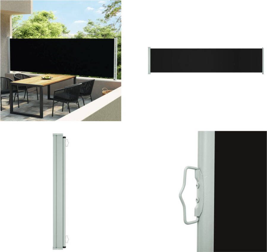 VidaXL Tuinscherm uittrekbaar 140x600 cm zwart Windscherm Windschermen Zijscherm Zijschermen