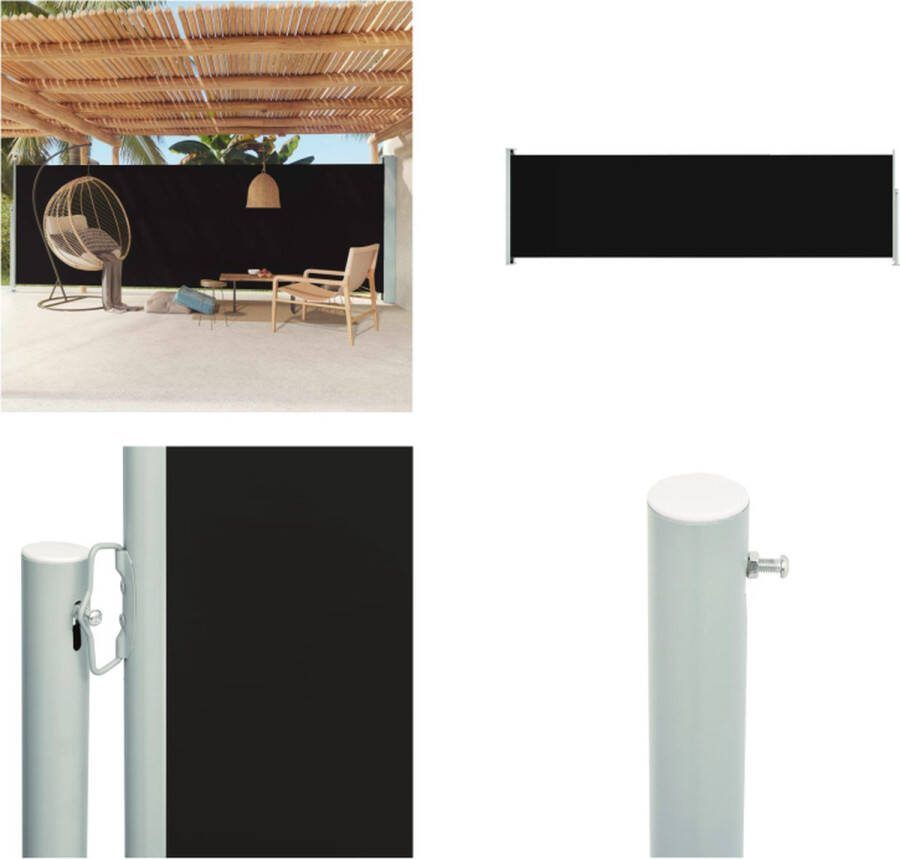 VidaXL Tuinscherm uittrekbaar 180x600 cm zwart Windscherm Windschermen Zijscherm Tuinscherm
