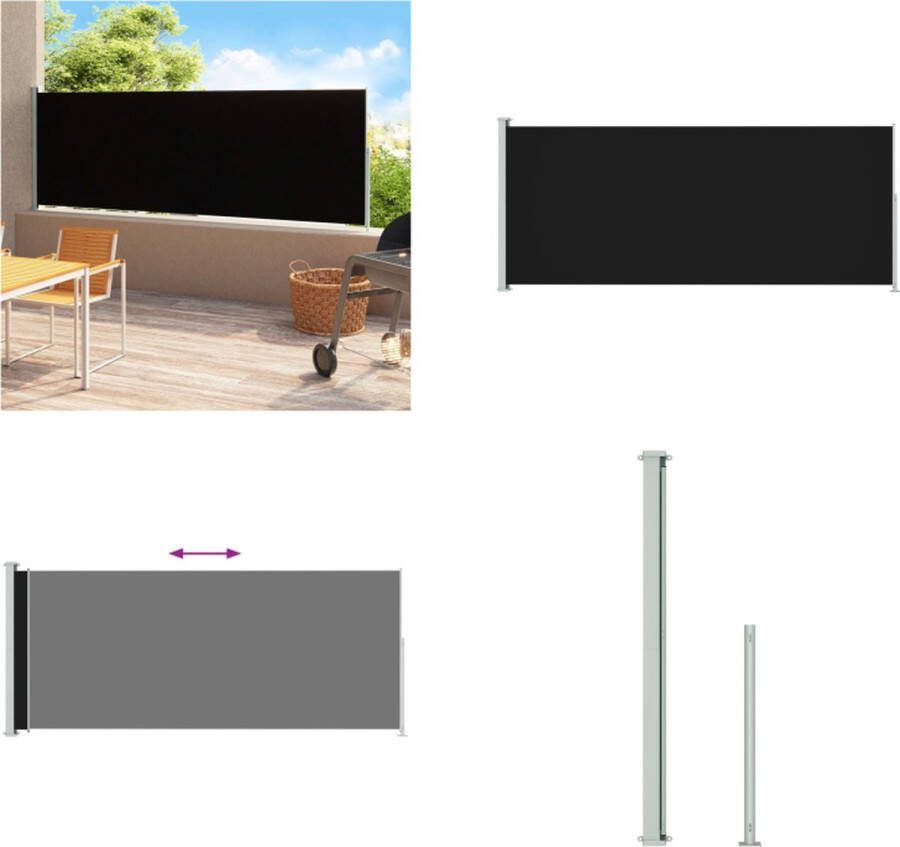 VidaXL Tuinscherm uittrekbaar 200x500 cm zwart Windscherm Windschermen Zijscherm Zijschermen