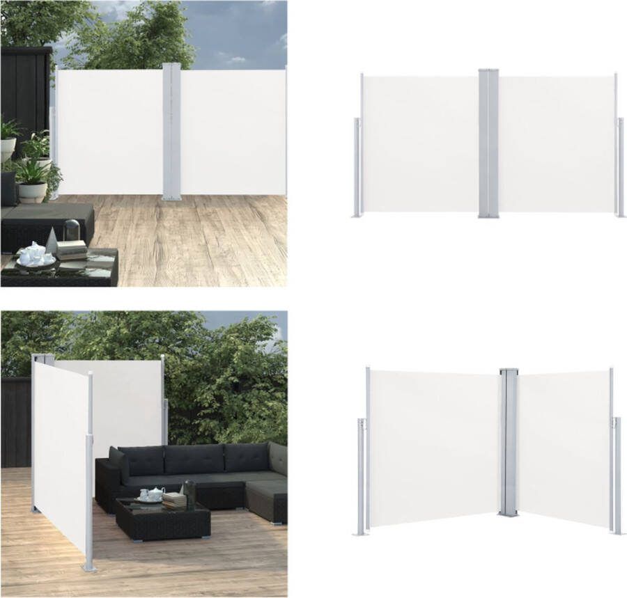 VidaXL Tuinscherm uittrekbaar dubbel 170x600 cm crème Windscherm Windschermen Zijscherm Zijschermen