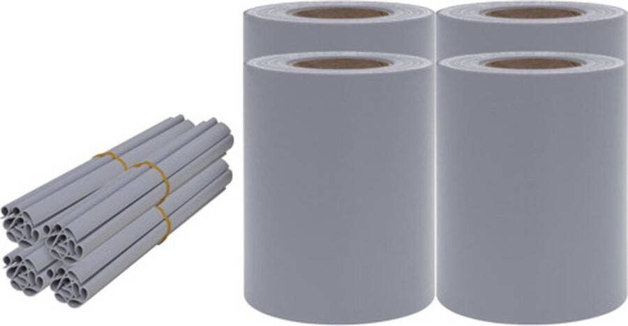 VidaXL -Tuinschermen-4-st-35x0 19-m-PVC-mat-lichtgrijs