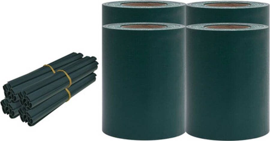 VidaXL -Tuinschermen-4-st-35x0 19-m-PVC-matgroen