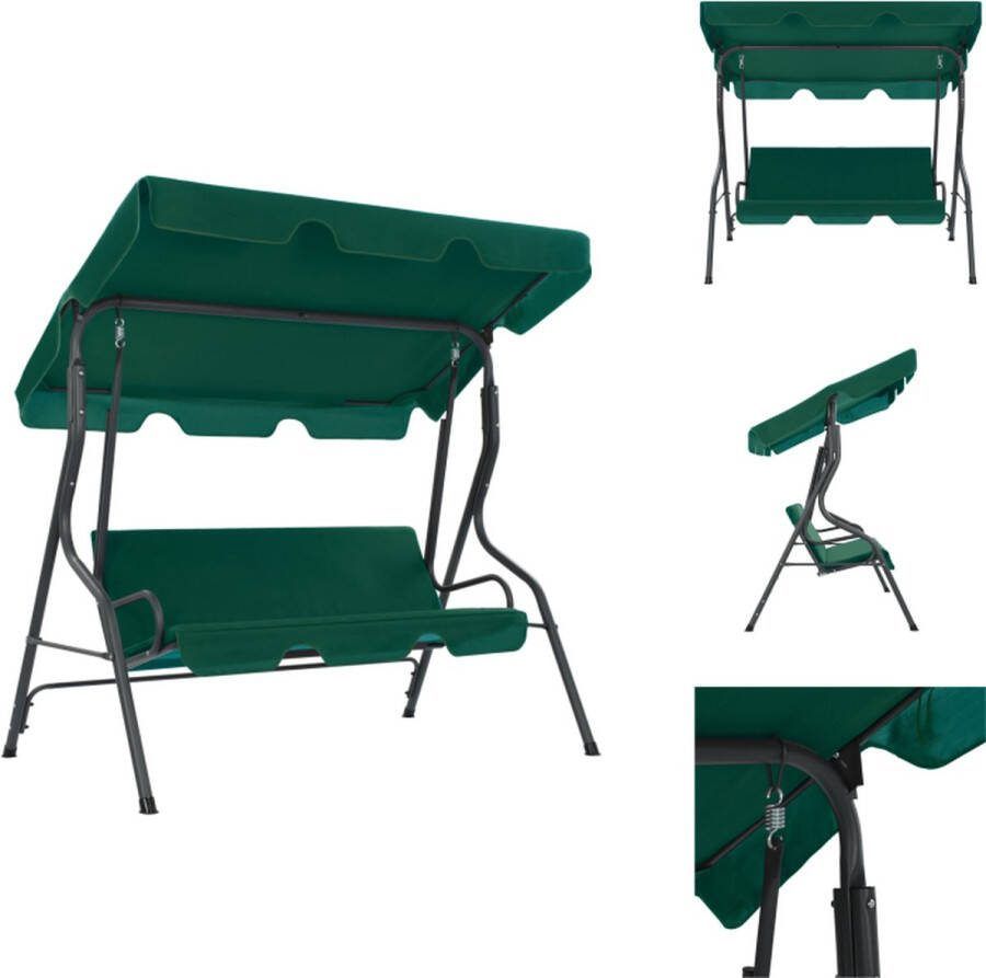 VidaXL Tuinschommelbank Groen Stalen Frame Waterbestendig Polyester 170x110x153 cm Schommelbank