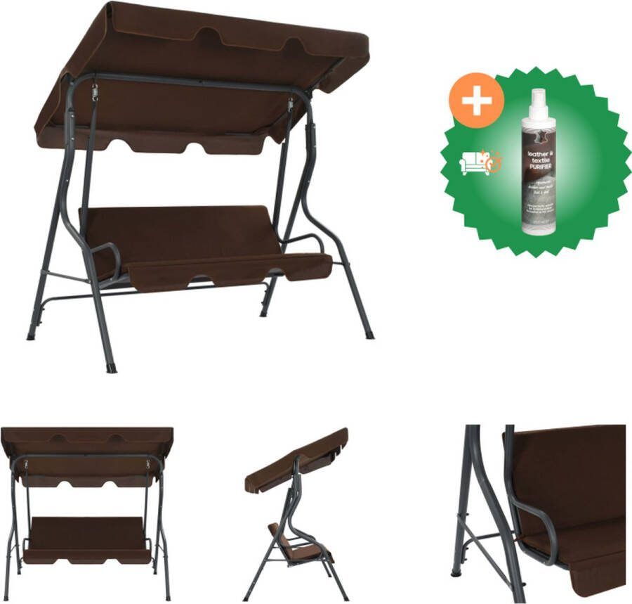 VidaXL Tuinschommelstoel 170x110x153 cm koffiekleurig Schommelbank Inclusief Reiniger