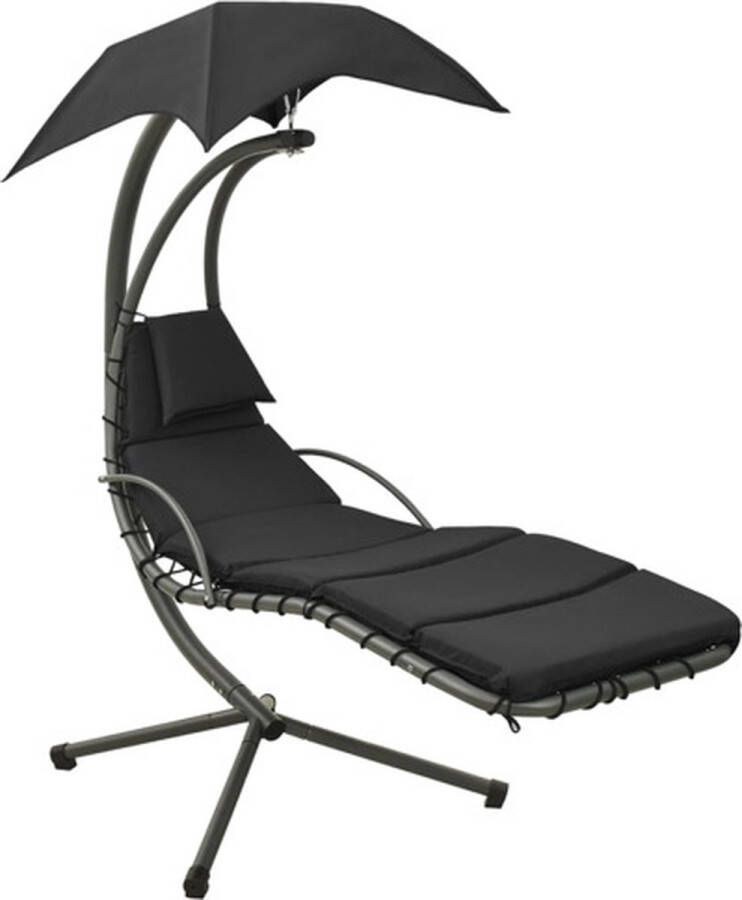 VidaXL Tuinschommelstoel 190x90x200 cm stof zwart en grijs