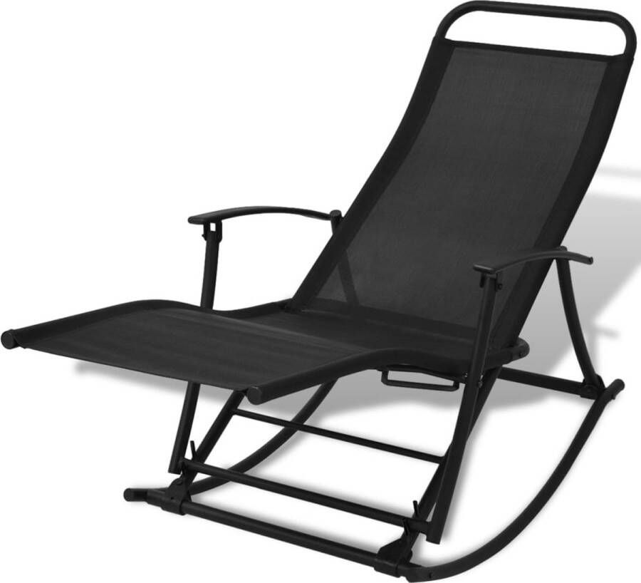 VidaXL -Tuinschommelstoel-staal-en-textileen-zwart