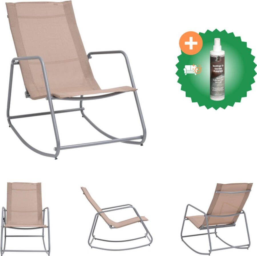 VidaXL Tuinschommelstoel Taupe Textileen en Gepoedercoat Staal 95x54x85 cm Tuinstoel Inclusief Reiniger