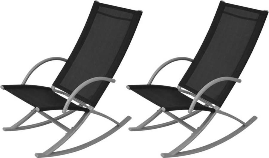 VidaXL -Tuinschommelstoelen-2-st-staal-en-textileen-zwart