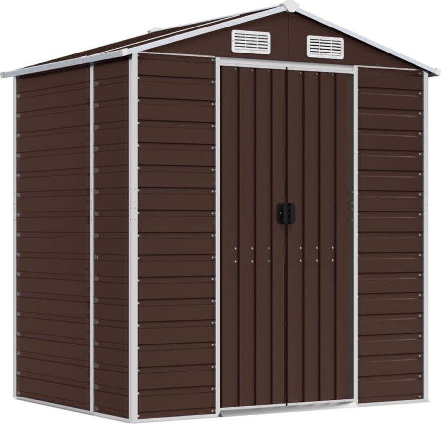 VidaXL -Tuinschuur-191x130x198-cm-gegalvaniseerd-staal-bruin