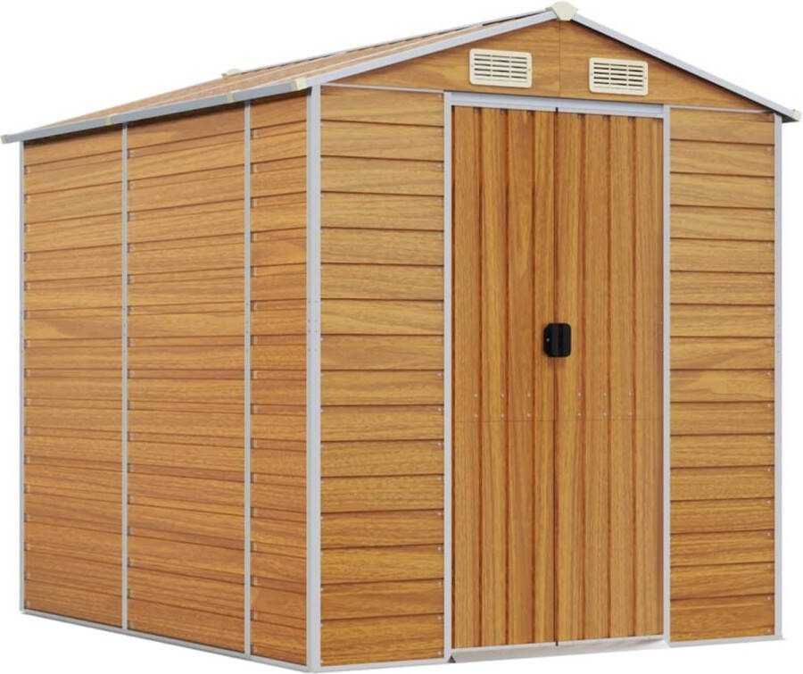 VidaXL -Tuinschuur-191x215x198-cm-gegalvaniseerd-staal-lichtbruin