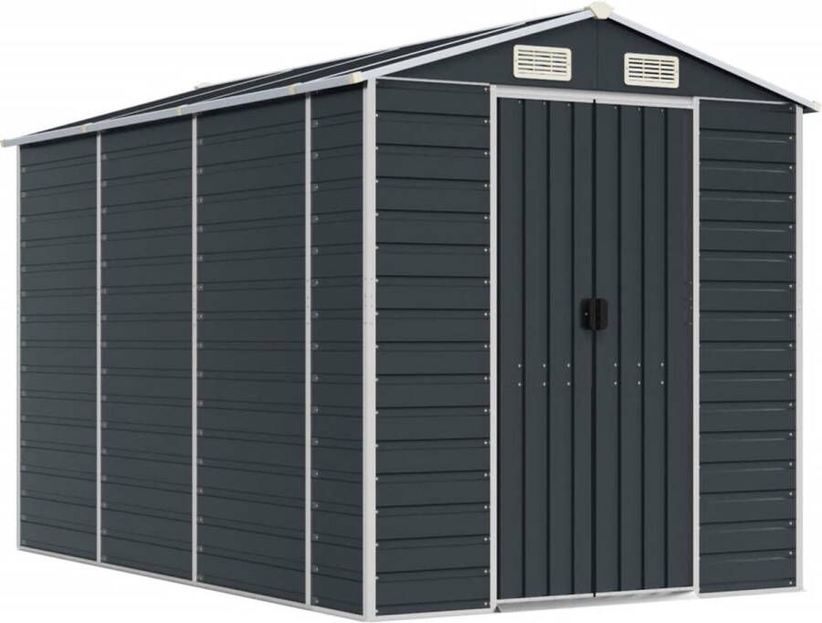 VidaXL -Tuinschuur-191x300x198-cm-gegalvaniseerd-staal-antracietkleurig