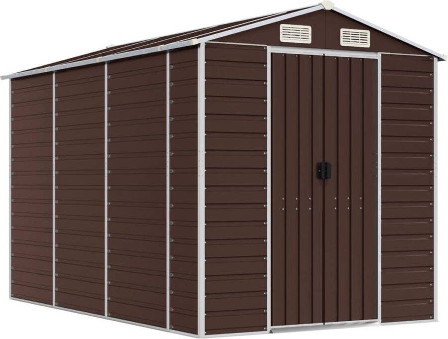 VidaXL -Tuinschuur-191x300x198-cm-gegalvaniseerd-staal-bruin