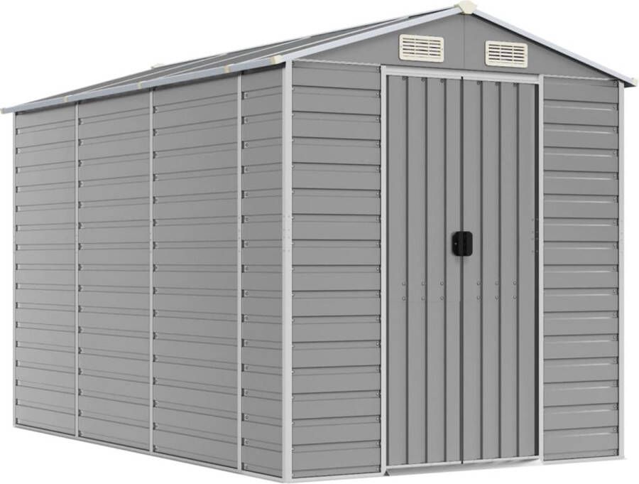 VidaXL -Tuinschuur-191x300x198-cm-gegalvaniseerd-staal-lichtgrijs