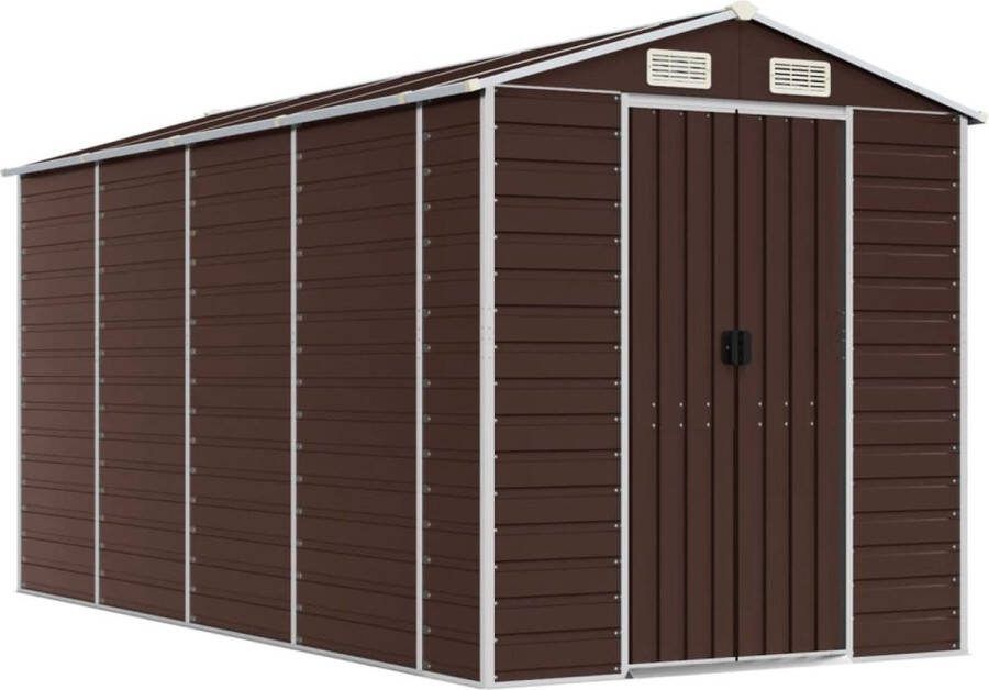 VidaXL -Tuinschuur-191x385x198-cm-gegalvaniseerd-staal-bruin