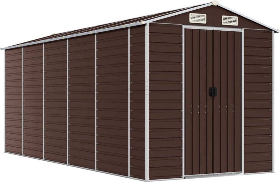 VidaXL -Tuinschuur-191x470x198-cm-gegalvaniseerd-staal-bruin