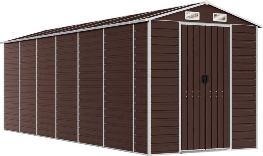 VidaXL -Tuinschuur-191x555x198-cm-gegalvaniseerd-staal-bruin