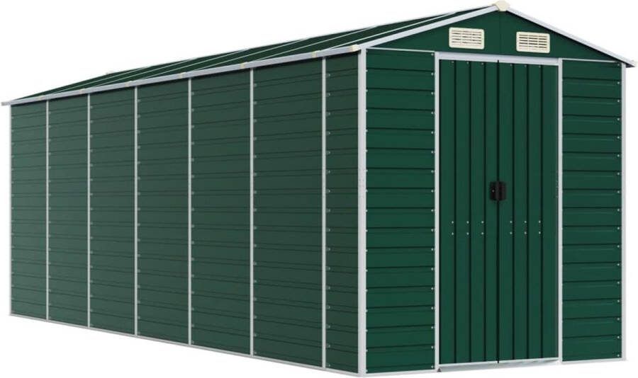 VidaXL -Tuinschuur-191x555x198-cm-gegalvaniseerd-staal-groen