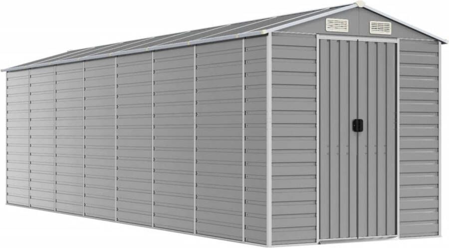 VidaXL -Tuinschuur-191x640x198-cm-gegalvaniseerd-staal-lichtgrijs