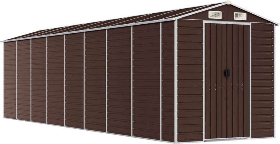 VidaXL -Tuinschuur-191x725x198-cm-gegalvaniseerd-staal-bruin