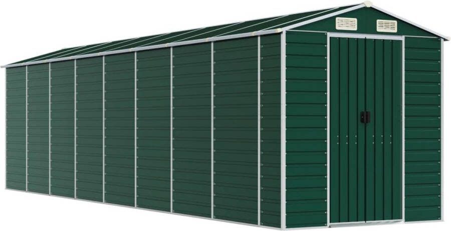 VidaXL -Tuinschuur-191x725x198-cm-gegalvaniseerd-staal-groen
