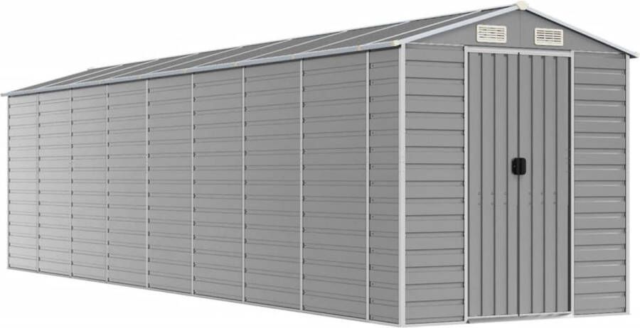 VidaXL -Tuinschuur-191x725x198-cm-gegalvaniseerd-staal-lichtgrijs