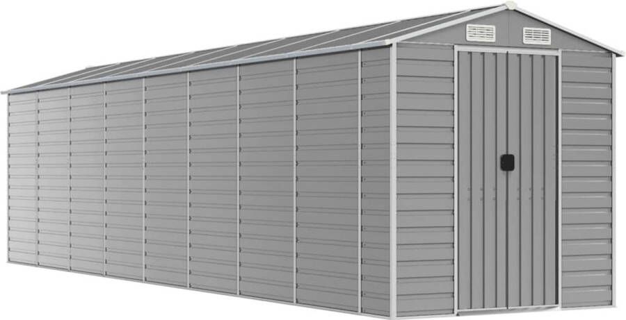 VidaXL -Tuinschuur-191x810x198-cm-gegalvaniseerd-staal-lichtgrijs