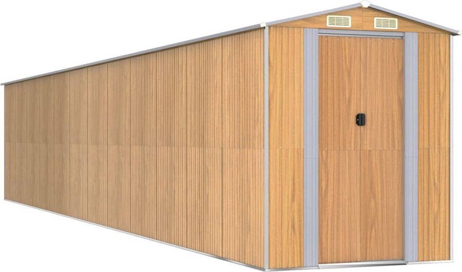 VidaXL -Tuinschuur-192x1021x223-cm-gegalvaniseerd-staal-lichtbruin
