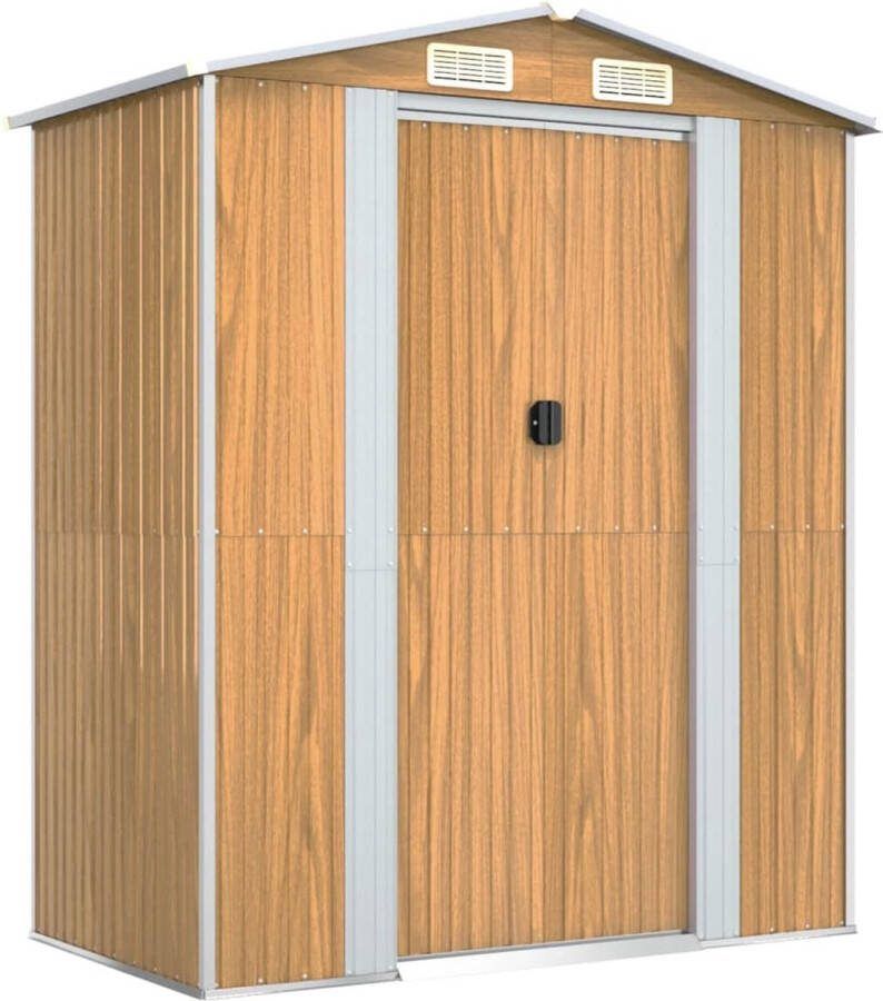 VidaXL -Tuinschuur-192x108x223-cm-gegalvaniseerd-staal-lichtbruin