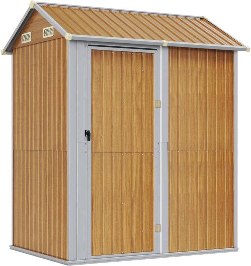 VidaXL -Tuinschuur-192x152 5x237-cm-gegalvaniseerd-staal-lichtbruin