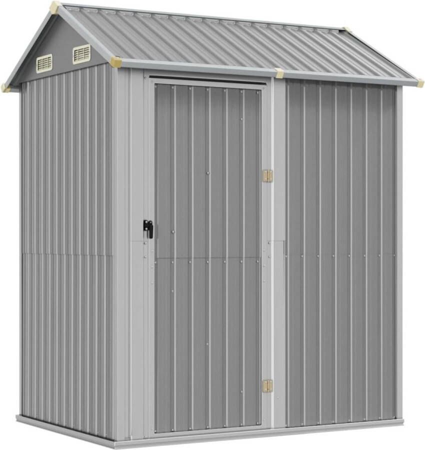VidaXL -Tuinschuur-192x152 5x237-cm-gegalvaniseerd-staal-lichtgrijs