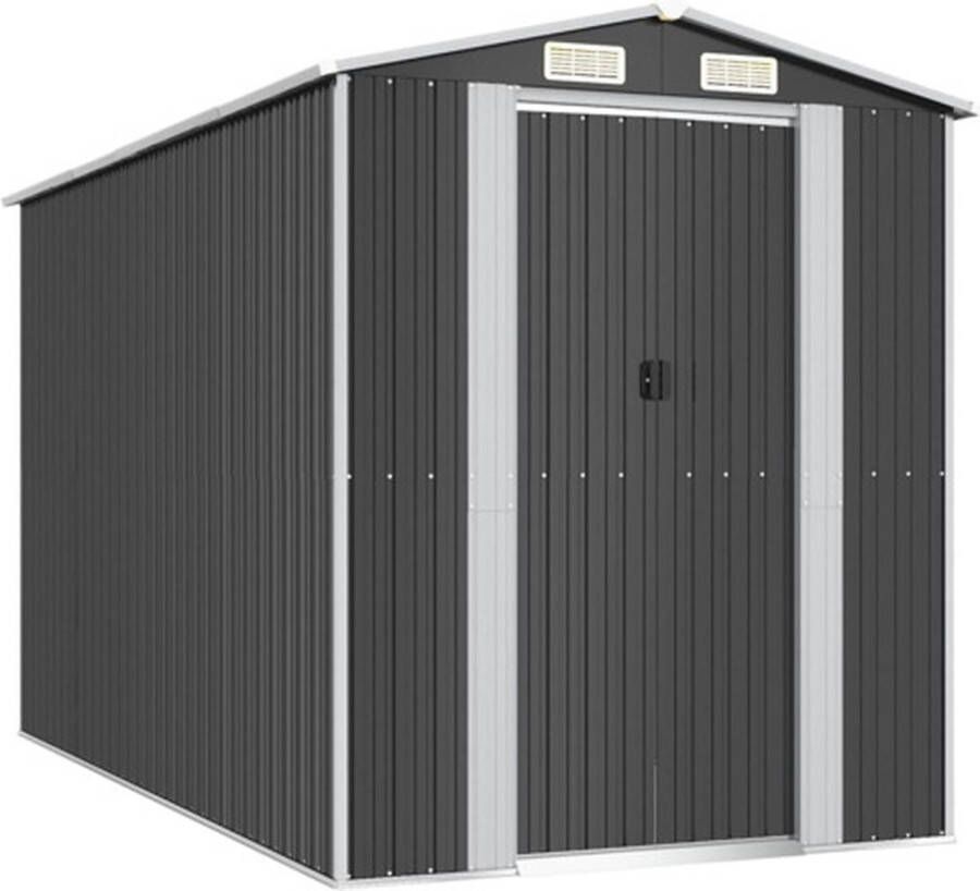 VidaXL -Tuinschuur-192x357x223-cm-gegalvaniseerd-staal-antracietkleurig