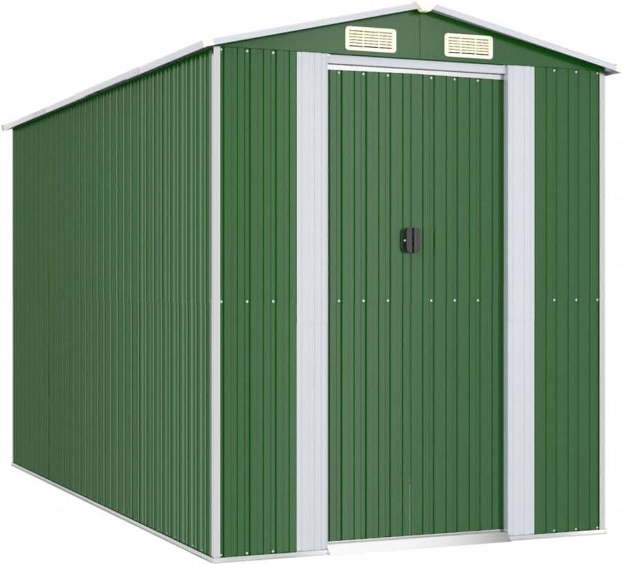 VidaXL -Tuinschuur-192x357x223-cm-gegalvaniseerd-staal-groen