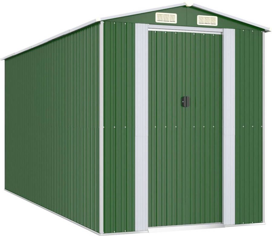 VidaXL -Tuinschuur-192x440x223-cm-gegalvaniseerd-staal-groen