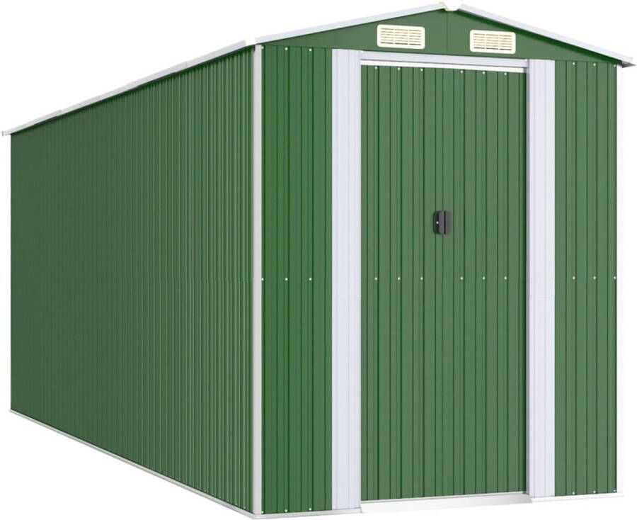 VidaXL -Tuinschuur-192x523x223-cm-gegalvaniseerd-staal-groen