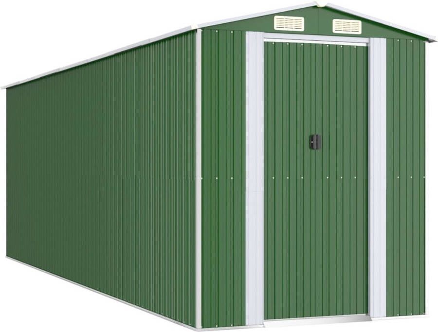 VidaXL -Tuinschuur-192x606x223-cm-gegalvaniseerd-staal-groen