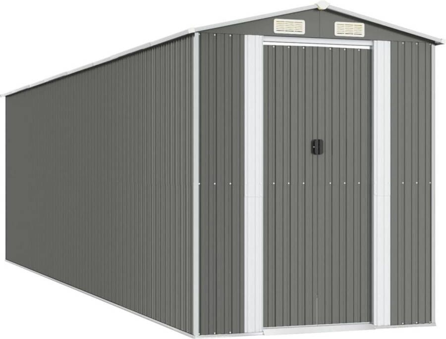 VidaXL -Tuinschuur-192x689x223-cm-gegalvaniseerd-staal-lichtgrijs