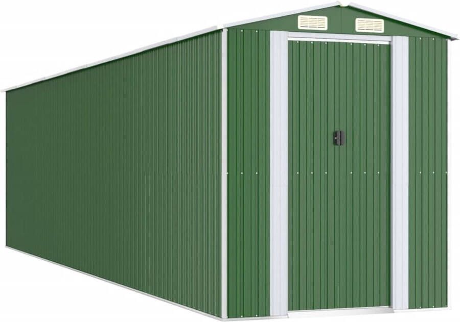 VidaXL -Tuinschuur-192x772x223-cm-gegalvaniseerd-staal-groen